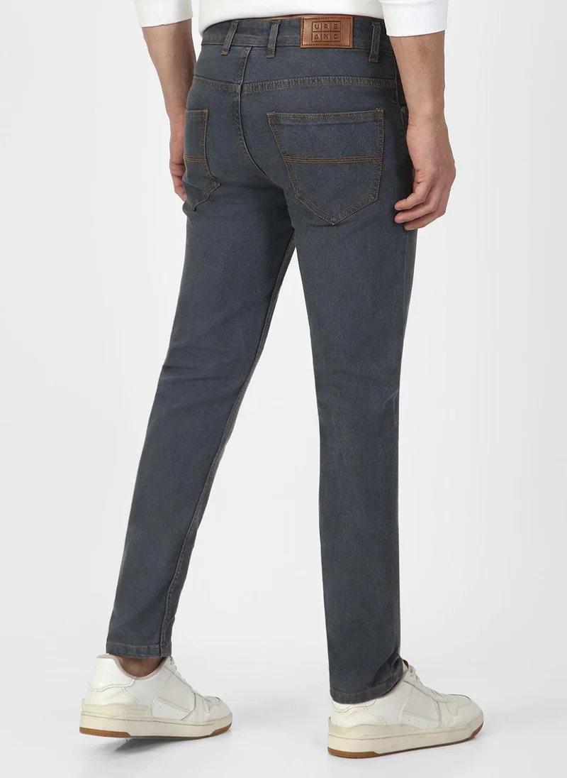Urbano Fashion  Urbano Fashion Men's Grey Slim Fit Washed Jeans Stretchable for Men | Best Price UAE